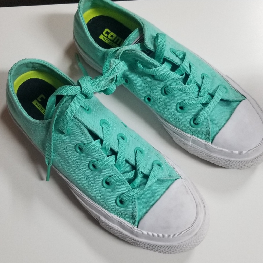 Aqua Converse with lunarlon